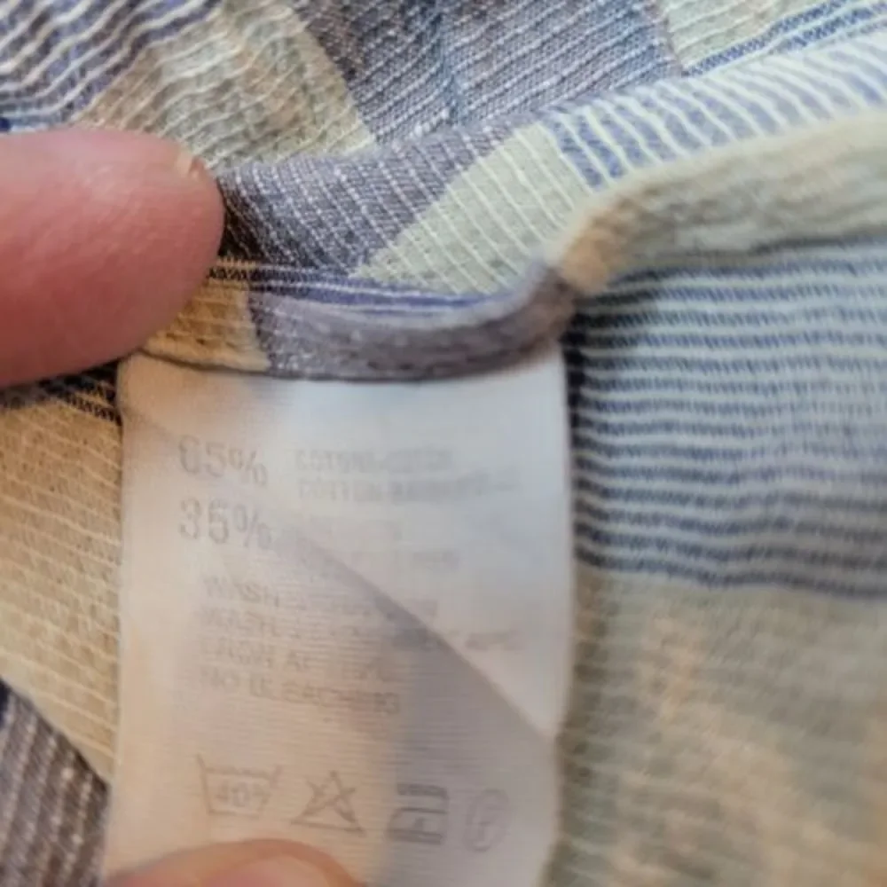 Canali Button Down Shirt Mens‎ XL Blue Plaid Good Cotton Linen Made in Italy
